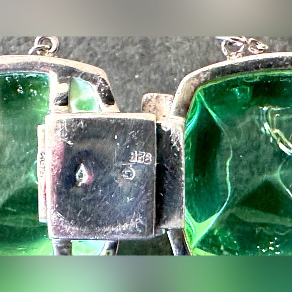 Authentic BACCARAT set green MEDICIS Crystal Sterling Necklace & Bracelet. - Picture 10 of 13